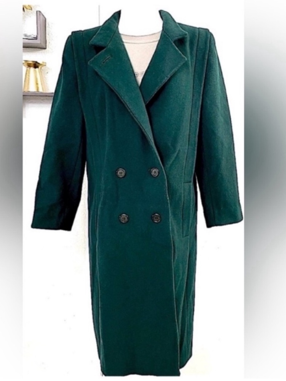 Donnybrook Wool Women's Double-Breasted Emerald Green Long Coat Size 6